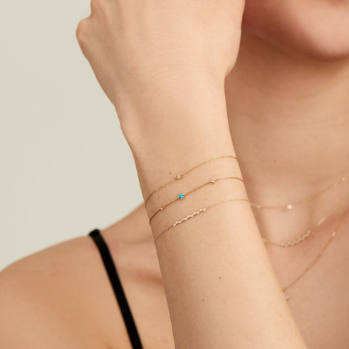 14kt Gold Stargazer Natural Diamond Bar Bracelet